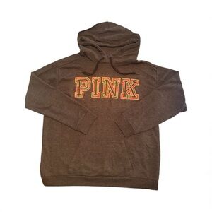 PINK Victoria's Secret Dark Gray Hoodie with Red and Green Logo